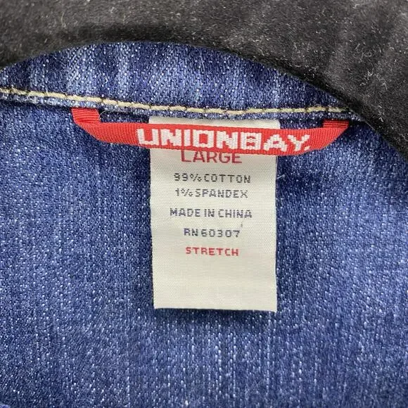 Union Bay Denim Jean Jacket Women’s Button Up Distressed Cropped Front Pockets L - Picture 7 of 7